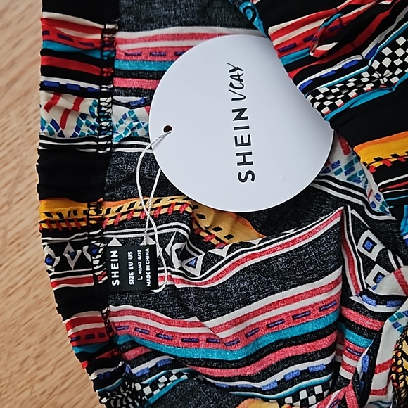 !! FREE SHEIN VCAY Striped & Geo Print High Low Skirt - Picture 5 of 5